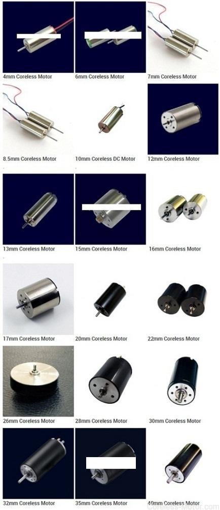 How many size mm of coreless motor your factory is manufacturing?