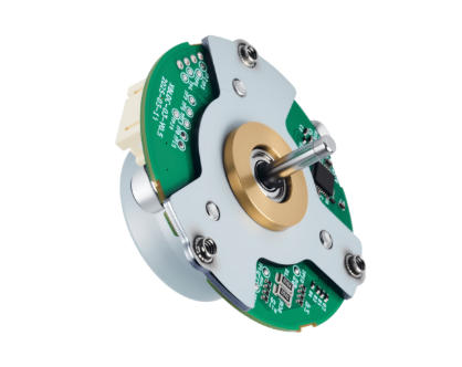 WELTEAM KAE2719H brushless DC motor installed inside a smart window cleaning robot, showing the internal components.