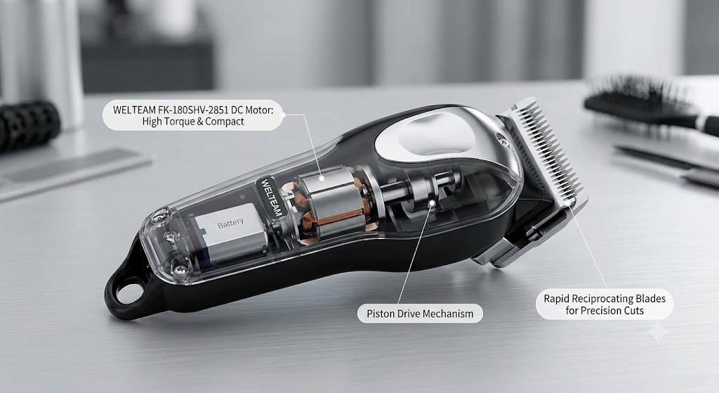WELTEAM FK-180SHV-2851 electric hair clipper motor cutaway diagram