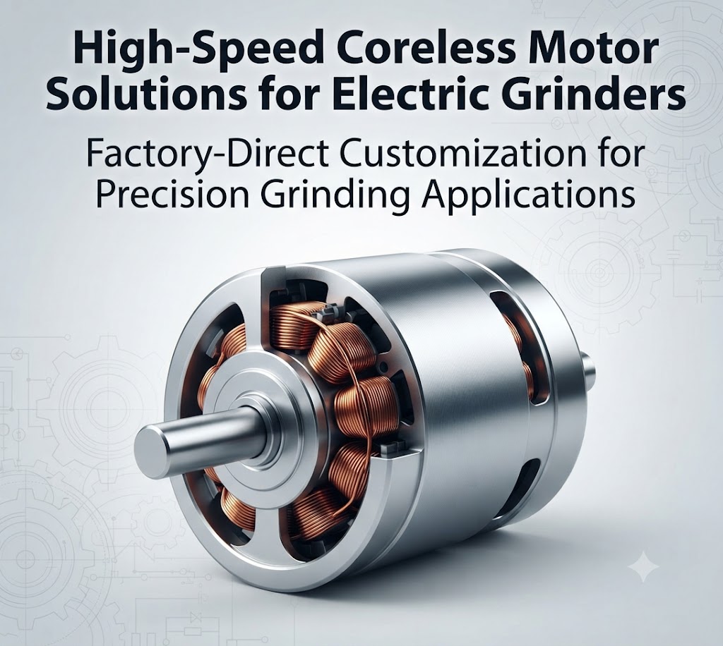 High-speed coreless motor for electric grinders with custom factory-direct options