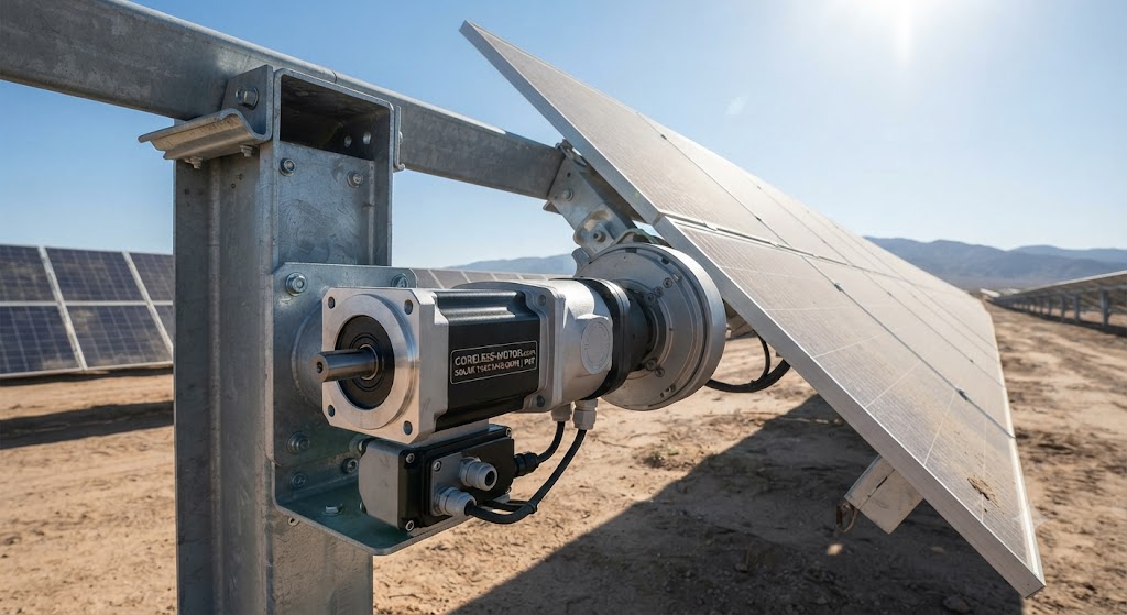 Custom planetary gear motor for outdoor solar tracking system in a photovoltaic power plant