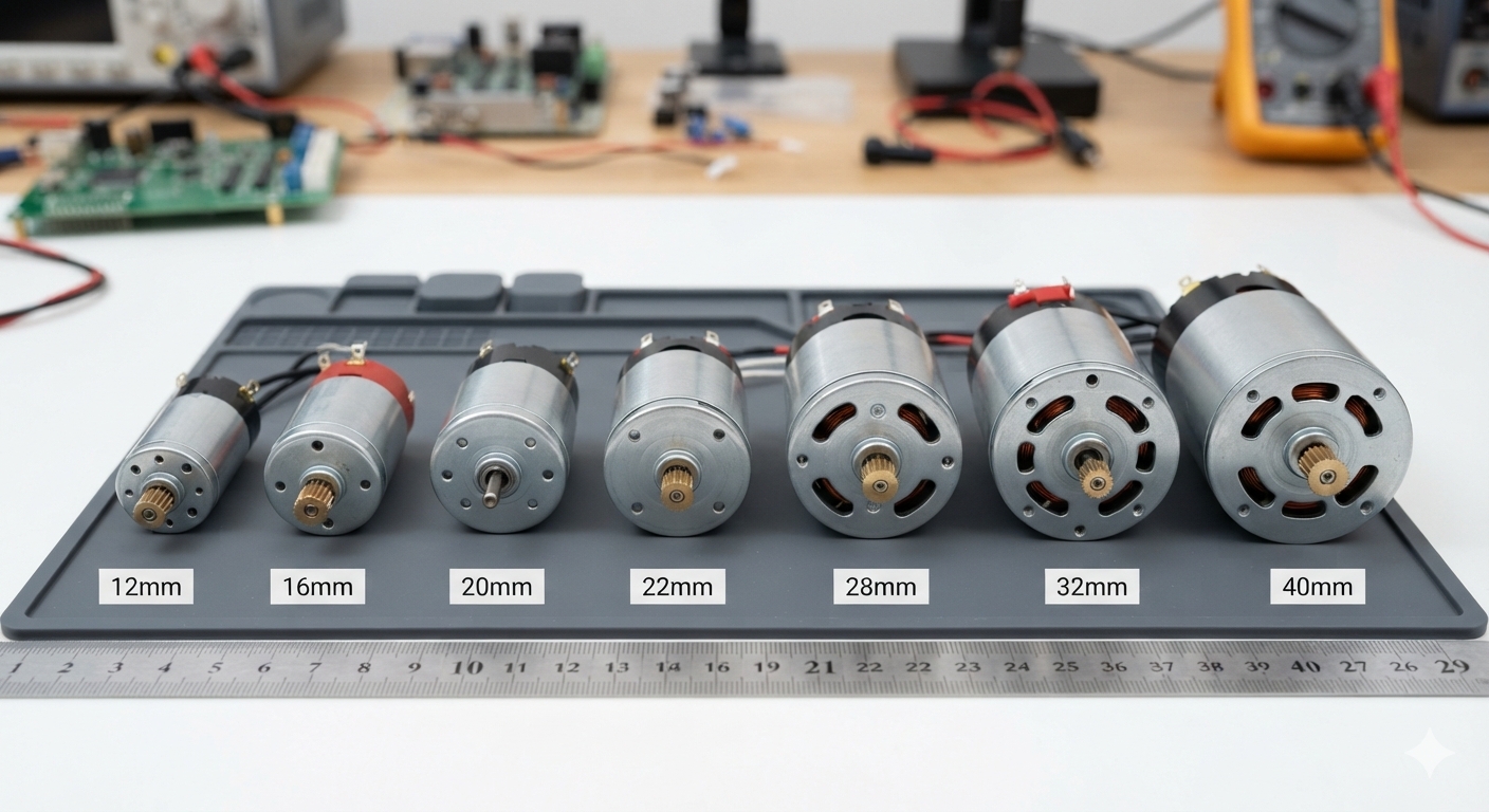 XH Motors precision assembly line showcasing brushed and brushless coreless motors with quality control testing.