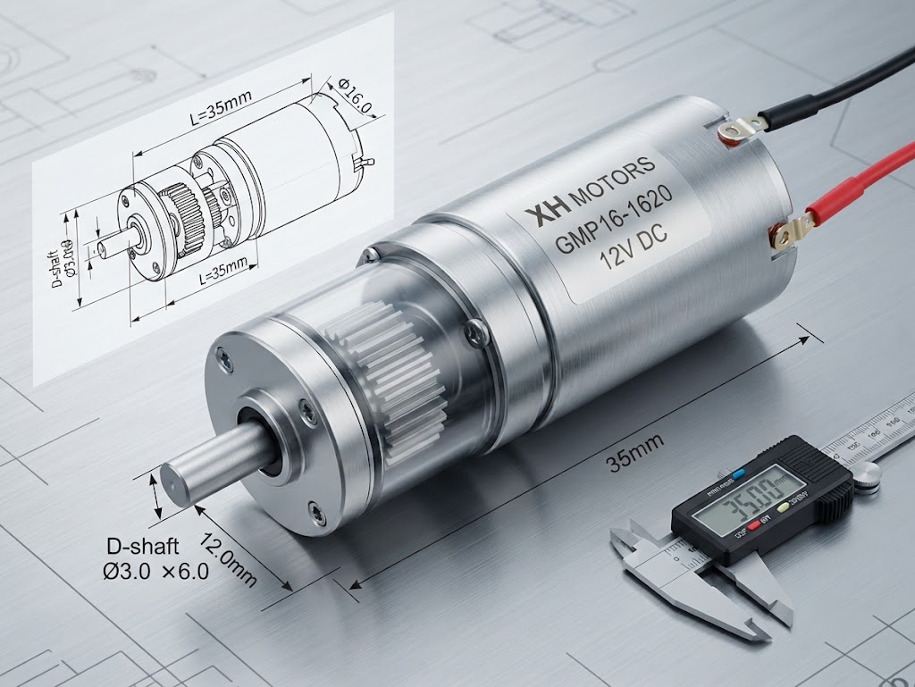 1620 dc motor with 16mm planetary gearbox and D-shaft