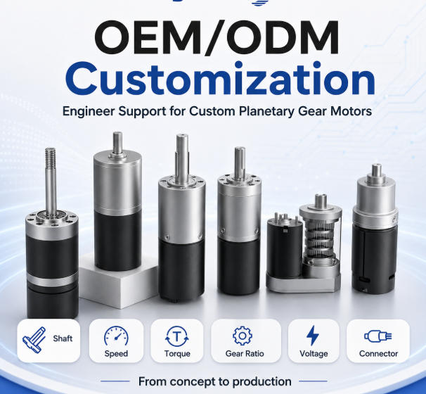 Round DC gear motor with cylindrical metal spur gearbox for industrial automation