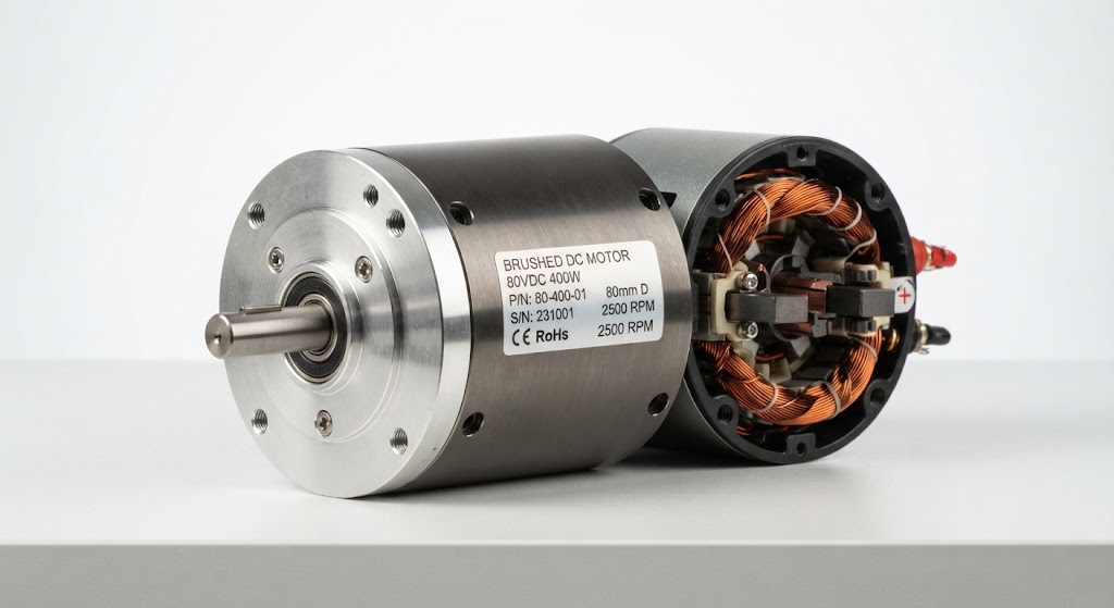 80mm 80ZYT heavy-duty brushed DC motor with copper windings and precision stainless steel housing